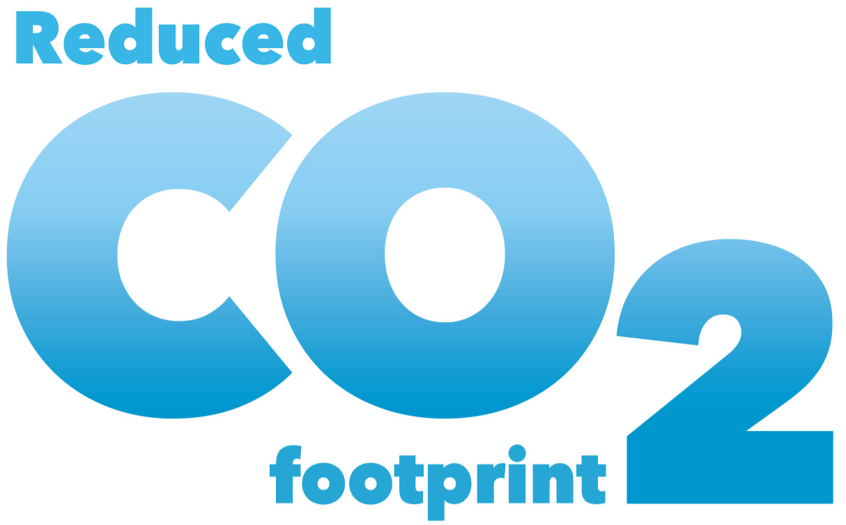 Englischer Schriftzug - Reduced CO2 Footprint 