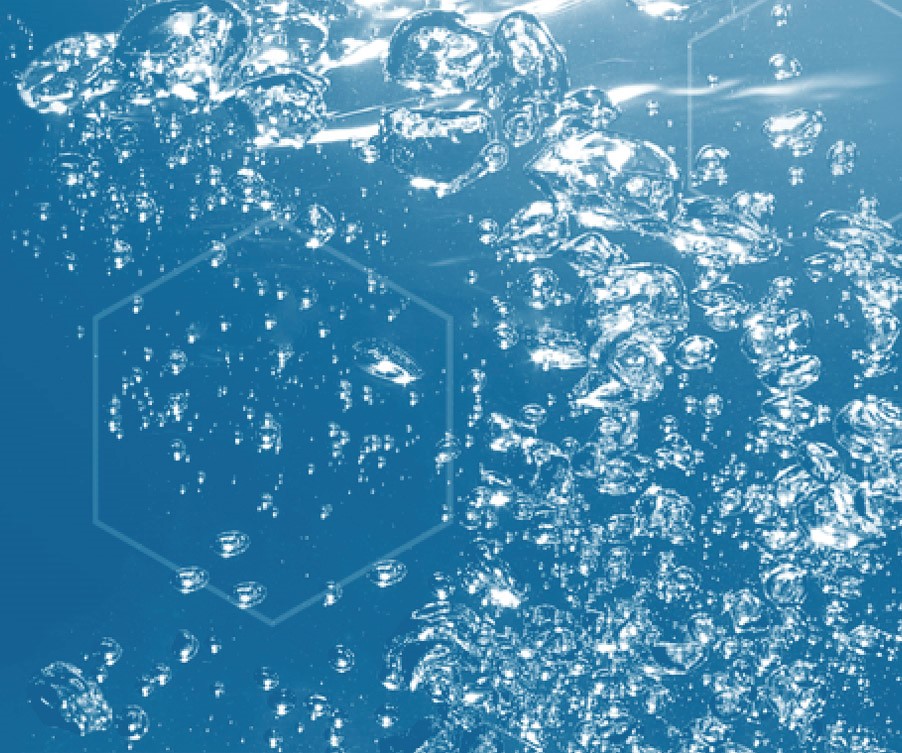 Blauer Hintergrund mit Wasserblasen
